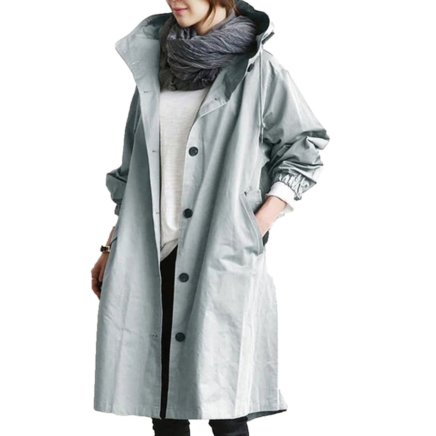 Chic Hooded Long Coat for Year-Round Wear