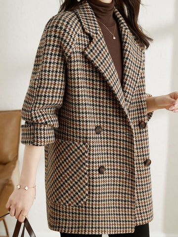 Women’s Long Checkered Blazer - Chic Fall-Winter Fashion