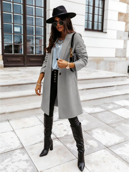 Chic Women's Long Overcoat for Stylish Layering