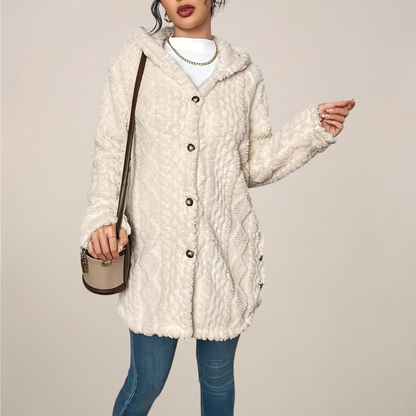 Textured Knit Hooded Cardigan for Winter Wear