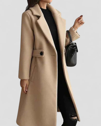 Women's Maxi Coat with Lapel Collar – Stylish All-Season Outerwear