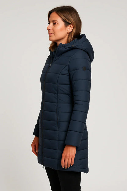 Women's Quilted Hooded Puffer Jacket for Outdoor Wear