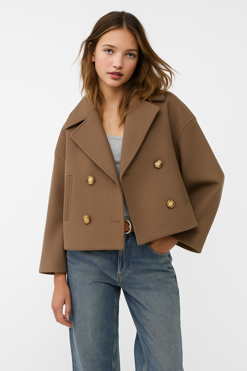 Chic Women's Short Coat - Stylish Wide Lapels & Button Front for Every Occasion