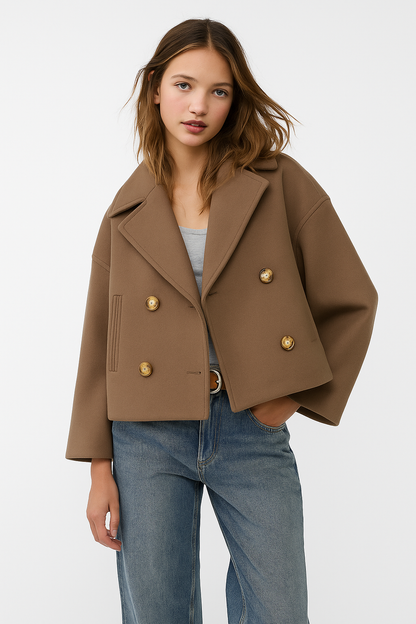Chic Women's Short Coat - Stylish Wide Lapels & Button Front for Every Occasion
