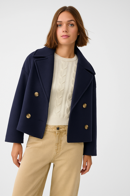 Chic Women's Short Coat - Stylish Wide Lapels & Button Front for Every Occasion