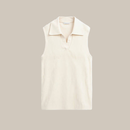 Chic Women’s Knit Top with Open Collar V-Neck