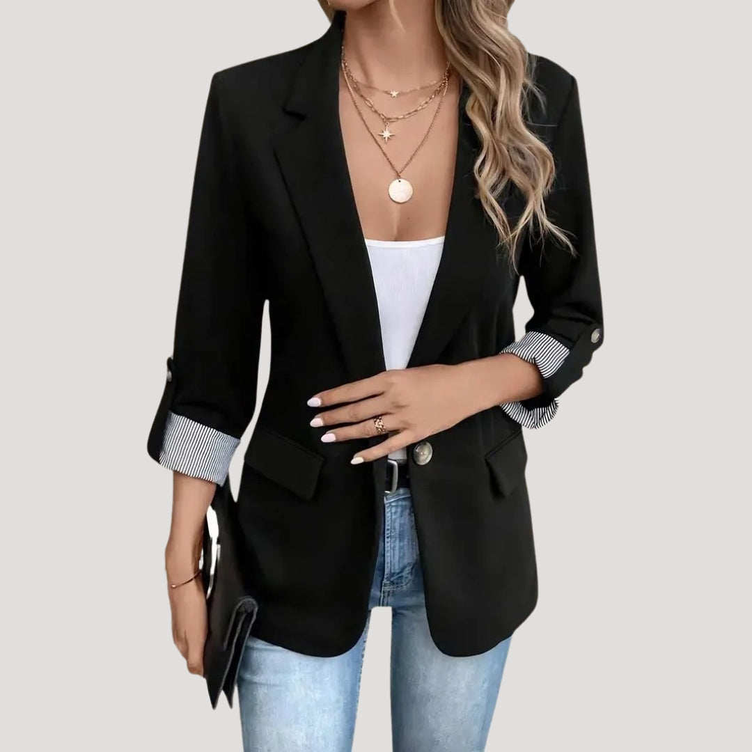 Chic Women’s Blazer - Classic Style with Roll-Up Sleeves