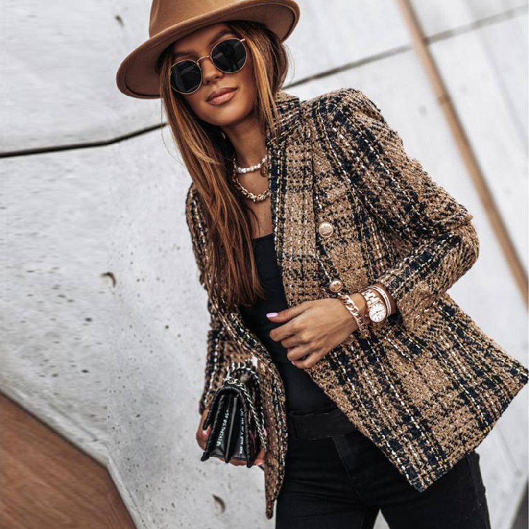 Chic Tweed Check Blazer for Stylish Occasions