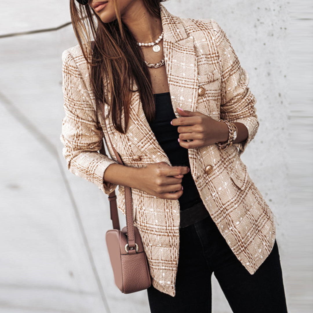 Chic Tweed Check Blazer for Stylish Occasions