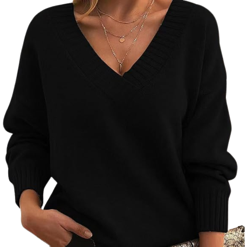 Cozy Women's V-Neck Knit Sweater for Everyday Wear