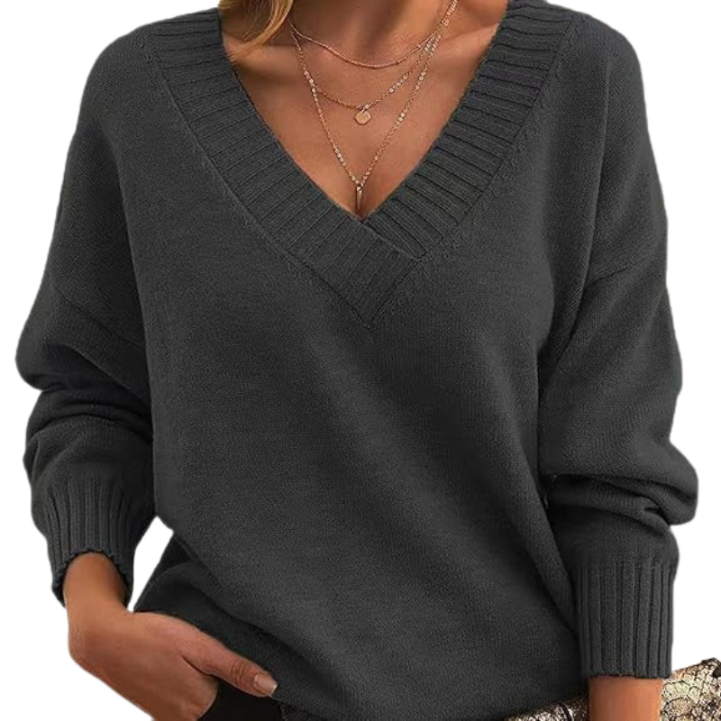 Cozy Women's V-Neck Knit Sweater for Everyday Wear
