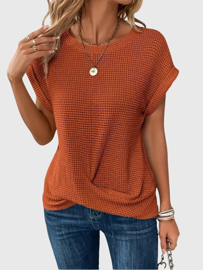 Isa™ | Chic Crew Neck Blouse for Any Occasion