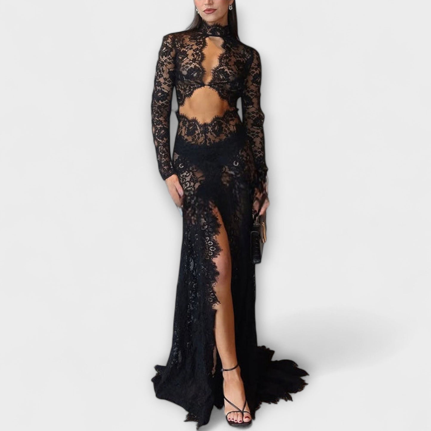Azalea Midnight Elegance Sheer Cutout Maxi Dress for Special Occasions