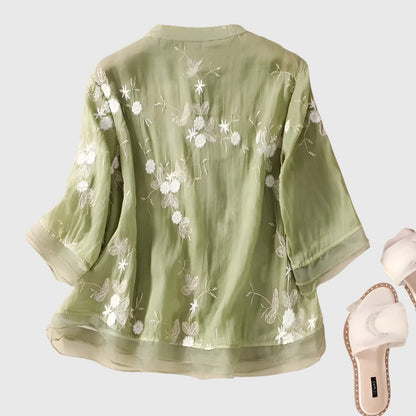 Embroidered Floral Blouse for Special Occasions
