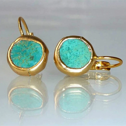 Gold Earrings Accented with Turquoise