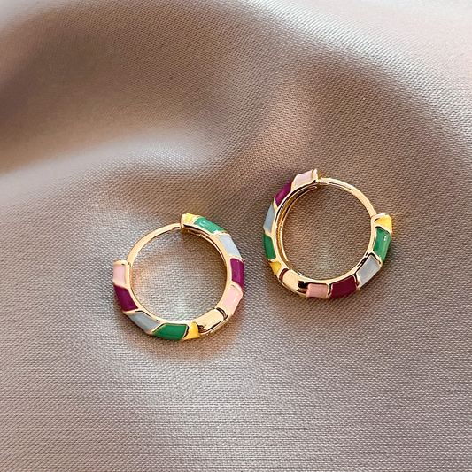 Chic Gold Enamel Earrings