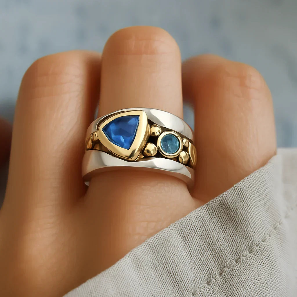 Retro Blue Gem Ring