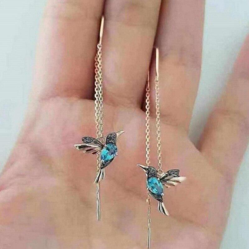Hummingbird Zirconia and Enamel Earrings