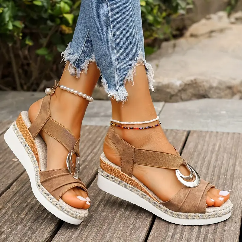 Stylish Women's Platform Wedge Sandals with Elastic Straps for Every Occasion