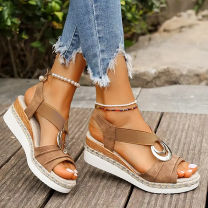 Stylish Women's Platform Wedge Sandals with Elastic Straps for Every Occasion